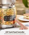 Detachable Milk Frother With Four Temperature Settings Delivers Barista Style Foam control panel with floral design