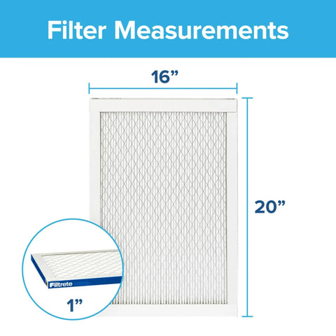 Top Notch 16x20x1 MERV 13 Pleated Furnace Air Filter MPR 2200 Elite size chart for 16x20 inches, detailing dimensions.