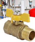 Heavy Duty Brass Ball Valve Featuring G1/2 Male Thread For Fuel And Natural Gas Lines Quick Shut Off Plumbing Parts with yellow handle