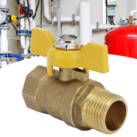 Heavy Duty Brass Ball Valve Featuring G1/2 Male Thread For Fuel And Natural Gas Lines Quick Shut Off Plumbing Parts with yellow handle