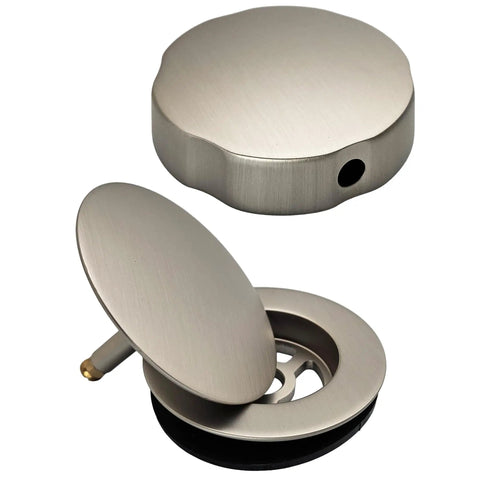 Heavy Duty Cable Driven Bath Waste Drain Assembly With Twenty Seven Long Cable And Solid Brass Handle Fits One Half Schedule Forty PVC Pipe Featuring Smooth Pop Up Stopper Valve And Tight Strainer Plate For Hassle Free Bathroom Updates, showcasing strainer and stopper.