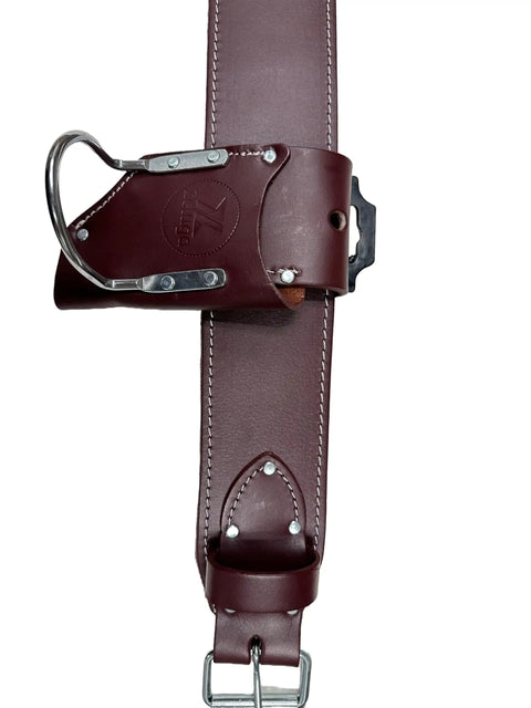 Two-In-One Leather Tool Holder For Carpenters And Electricians Hammer And Pliers Holster With Belt Loop in brown leather