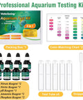 5 In 1 Aquarium Water Test Kit Keeps Your Fish Tank Hella Clean By Checking Ph Ammonia Nitrite Nitrate And Phosphate with reagents and test tubes.