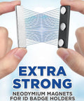 Rock Solid Magnetic Badge Holders Three Pack For Shirts Uniforms And Name Tags Featuring Neodymium Magnets close-up of strong magnets in use.