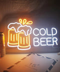 Cold Beer Neon Sign For Pub And Home Bar 12V LED Neon With Flexible PET Backboard Durable Light for Man Caves Garages and Clubs