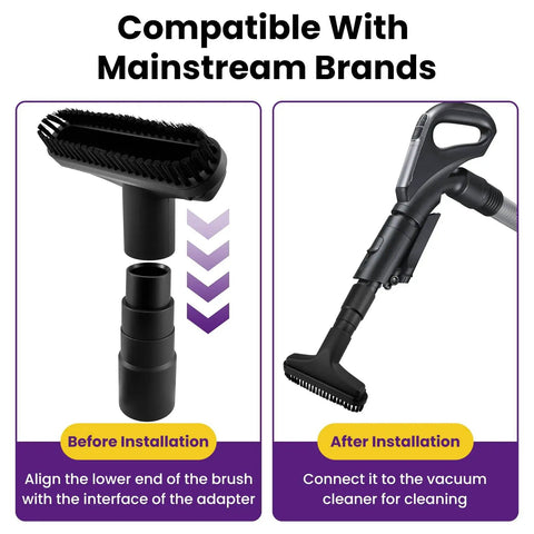 4 Piece Vacuum Attachment Set With Round And Square Brushes, 2 In 1 Suction Brush, 1.25 Inch Universal Adapter installation