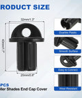 Close-up of Heavy Duty Roller Shades End Cap Covers, black plastic, measuring 43x32mm, designed for smooth connection.