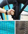 Close-up of lightweight inflatable surf wing for windsurfing and wing foiling, handheld grip and clear window, 5 cubic meters.