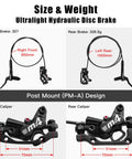 Diagram showing Four Piston Hydraulic Mountain Bike Brake Set Front 850mm And Rear 1600mm Disc Kit With PM IS Adapter
