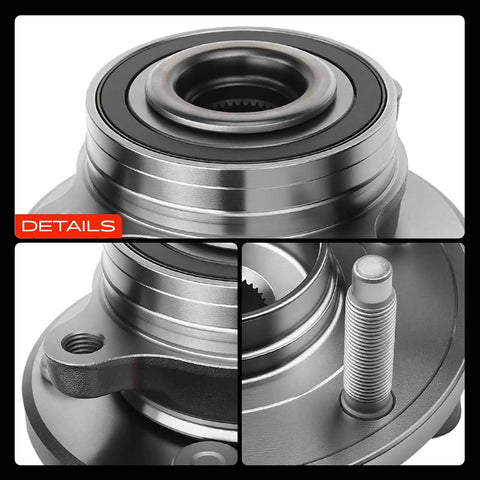 Premium Wheel Bearing Hub Assembly For Front Or Rear Sweet Ride Compatible With Ford Flex showing detailed close-up of steel construction and components.