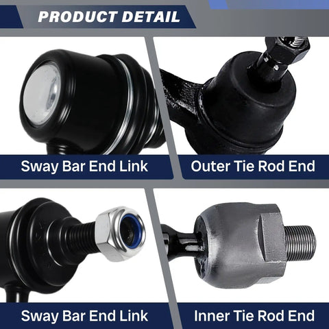 Straight Up Front Lower Control Arm Suspension Kit With Nissan Altima 2007 Through 2013 Including Ball Joints 4 Sway Links 4 Tie Rods 2 Dust Boots Built Tough Repair Set For Smooth Riding And No More Guesswork four suspension components including sway bar end link and outer tie rod end