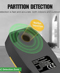 Wall Scanner Stud Finder 6-in-1 Metal Detector Auto Shutoff LCD(Yellow) with detection zones for metal and AC wires.