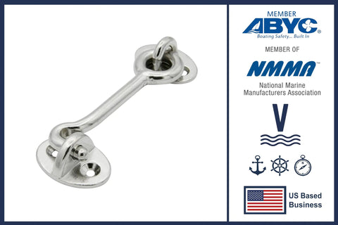 Top Shelf 316 Stainless Steel Cabin Door Hook And Eye Latch Non Rattle Sailboat Hardware For Boat Hatch Buckle polished finish side view.