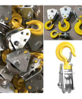 Two Pack 1 Ton Snatch Block With Hook Bearing Pulley For Wire Rope Electric Hoist Under Hook Lift System Built Like A Tank