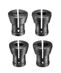 Router Collet Kit With Four Collets One Eighth Inch One Fifteen Sixty Fourth Inch One Quarter Inch And One Five Sixteenth Inch For Trim Routers And CNC Machines Pro Grade Durable Quick Change Fit, showing four metal collets
