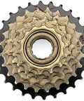 Solid Six Speed 14 To 28T Bicycle Freewheel With Threaded Type Freehub Replacement Part, steel cogs, top view