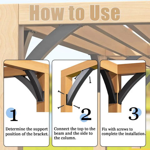 Heavy Duty 4 Pack 45 Degree Angle Pergola Brackets Connectors For Wooden Structures 2x4 Lumber Support For Gazebos Tree Houses Cabins And Patios Weather Resistant Outdoor Powder Coated Black Finish