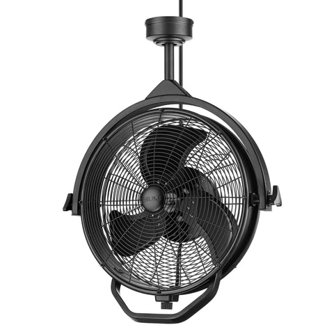 Rugged Outdoor 18 Inch Ceiling Mount Fan with Dual Height Mount Options 360 Degree Direction Up and Down Adjustable