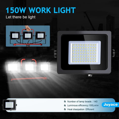 Beast Bright 150W LED Work Light With Tripod Stand Dual Head Flood Lamp 15000 Lumens IP65 Waterproof for garage or construction
