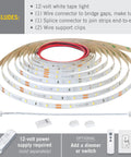12V White LED Strip Lights 30 LEDs Per Meter 3000K Warm White 32.8 ft Dimmable From 0 To 100 Percent UL Listed in package