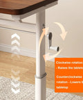 Adjustable Standing Desk With Manual Height Control Ergonomic Work Table For Home Office Gaming Setup Solid Dark Brown Finish adjusting mechanism.