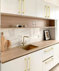 Heavy Duty Brushed Gold Cabinet Pulls 10 Pack 7 5 Inch Center To Center Drawer Handles For Kitchen Refresh on modern cabinetry.