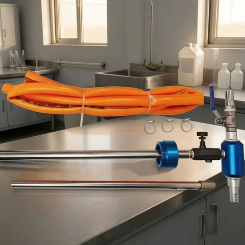 KiBcsLic Automatic Coolant Blending Mixer With Adjustable Inline Design For Cnc Shops And Machine Tools components on a countertop.