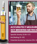Glass Triple Scale Hydrometer Kit For Testing Specific Gravity Brix And ABV In Wine Beer Mead And Kombucha With Microfiber Cloth And Storage Case Aimed At Homebrew Enthusiasts Of All Skill Levels in test jar