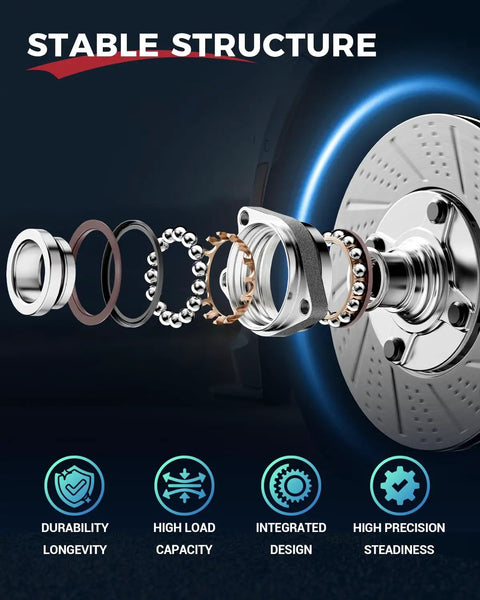 Rock Solid Front Wheel Hub Bearing Assembly With Abs for 2007 to 2014 Cadillac Escalade components showing stable structure and design.