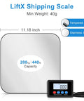 Super Sturdy Digital Postal Scale That Can Handle Packages Up To 440 Pounds With Accurate Tare And Hold For No Fuss Shipping Weighing At Home Or The Office, 11.18 inches, tempered glass, stainless steel.