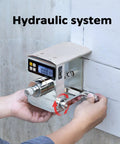 High Octane Ceramic Tile Bond Strength Tester Featuring Hydraulic Pull Out Adhesion Gauge being operated on a wall.