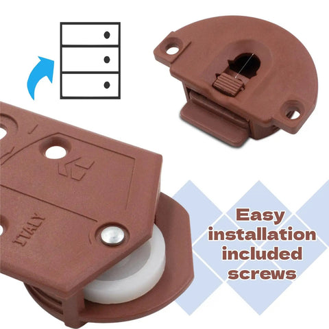 Smooth Operator Wardrobe Rollers And Quiet Nylon Closet Door Pulleys Straight Up Heavy Duty cabinet track hardware with included screws.