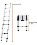 Van Telescoping Ladder With 9 Steps Extends To 8.5 Feet Easy Close System EN 131 Compliant Magnetic Fixation Kit Quick Vehicle Wall Mount Durable Aluminum Construction For Safe Roof Access And Hassle Free Day To Day Use, extends to 8.5 ft and closes to 29.5 in