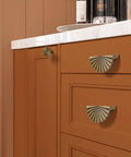 Five Pack Three Inch Antique Brass Cabinet Pulls And Cup Drawer Handles For Kitchen Cupboard Bathroom Dresser And Wardrobe Furniture Hardware That Add A Damn Fine Finish To Any Room on a stylish orange cabinet.