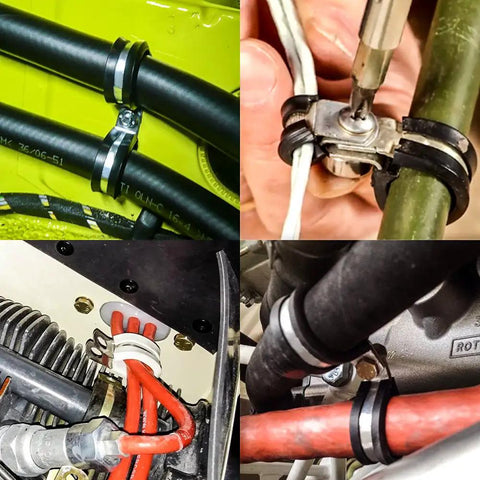 Top Shelf 20 Pack 1 Inch Stainless Steel Cable Clamps With Thick Rubber Cushioned Grip securing pipes and wires in various installations.