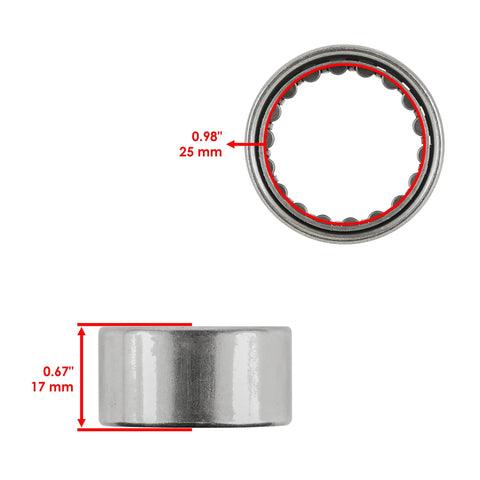 Badass Heavy Duty Starter Clutch Gear Idler And Needle Bearing One Way Roller Kit with size markings, showcasing needle bearing dimensions.
