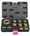 Premium Pure Copper Router Bushing Guide Set Dead Nuts Precise For Fine Woodworking showing 11 copper bushings in case.