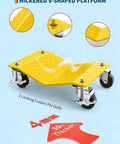 Heavy Duty Car Wheel Dolly Set Beefy Steel Frame 6000 Pound Capacity 360 Degree Swivel Casters, yellow V-shaped platform with locking casters.