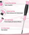 Slick 10 Piece Precision Screwdriver Set With Ergonomic Comfort Grip And Sturdy Pink Pouch For Electronics Repair watch screwdriver with printed size markings.
