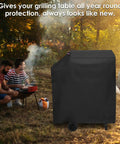 Custom Fit 35 Inch Grill Cover For DNKMOR Barrel Charcoal Grill With Side Table And Kendane Outdoor BBQ, black cover outdoors