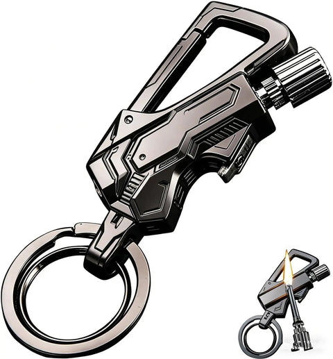 Infinity Forever Match Lighter With Multitool Keychain Bottle Opener For Outdoor Survival, black metallic design.