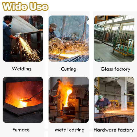 Image showing various uses of the Built Tough Welding Curtain Foldable Screen Barrier in welding, cutting, and factories.