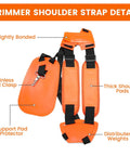Ergonomic Back Saver Handle Extension With Double Shoulder Strap Harness For String Trimmers, detailed pad and clasp view