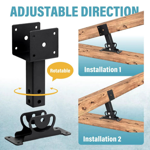 Heavy Duty 4x4 Roof Riser Brackets Kit With 304 Stainless Steel Construction Adjustable Beam Mount Brackets For Roof Pergola Gazebo Built To Last Weatherproof Black Finish 4 Pack