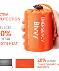 Emergency Sleeping Bag With Compass 2 Pack Portable Waterproof Bivy Sack Blankets Lightweight Survival Gear For Camping Hiking And Outdoor Adventures Today compact orange bivy with heat reflection description.