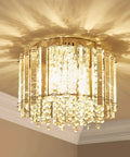 Crystal Ceiling Light Fixture 4-Light Flush Mount With E12 Base Modern Chrome Finish D11 X H9.5 Inches Sparkling Crystal Sticks