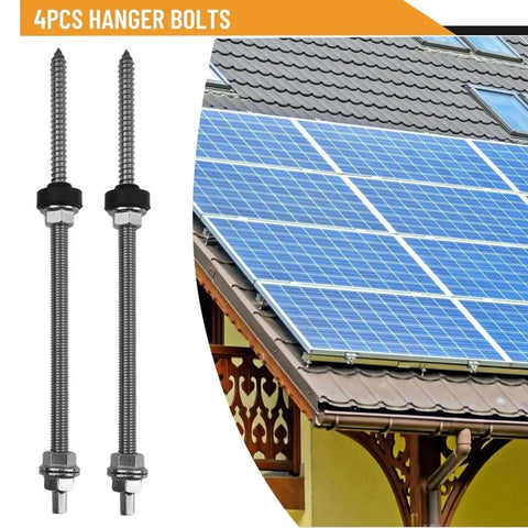 Top Shelf M10 Hanger Bolts With Epdm Seal And Secure Locking Nut For Straight Forward Solar Pv Roof Mounts, two bolts displayed.