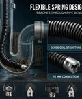 Flexible spring design shows attachment features for 10 Pack Heavy Duty Drain Cleaner Replacement Heads Spring Flexi Design Reinforced Tips Tear Through Nasty Clogs Fast Rugged Build Handles Bends Like A Champ Durable Steel Heads For Pro Pipe Clearing Jobs Shop Ready Gear.