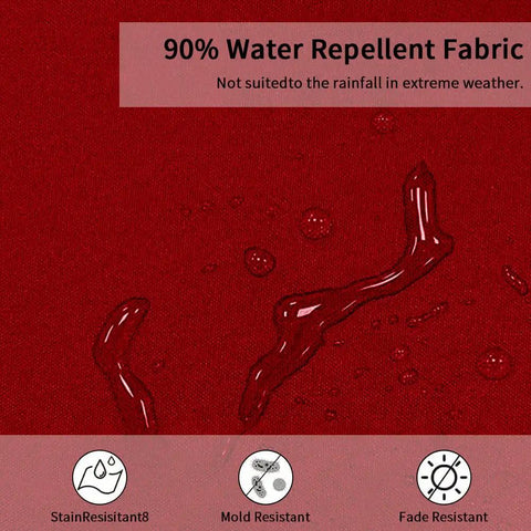 Close-up of red waterproof fabric with water droplets for Comfy Egg Chair Cushion Replacement For Hanging Egg Chair Outdoor Swing.