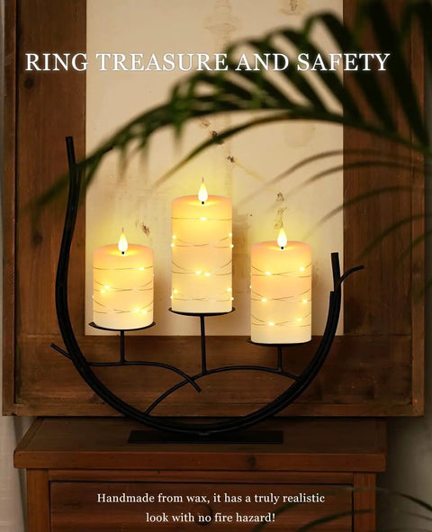Flameless LED Candles With Remote And Timer Battery Operated Set Of 3 In 4 Inch 5 Inch And 6 Inch Heights With Flickering Light On Stand